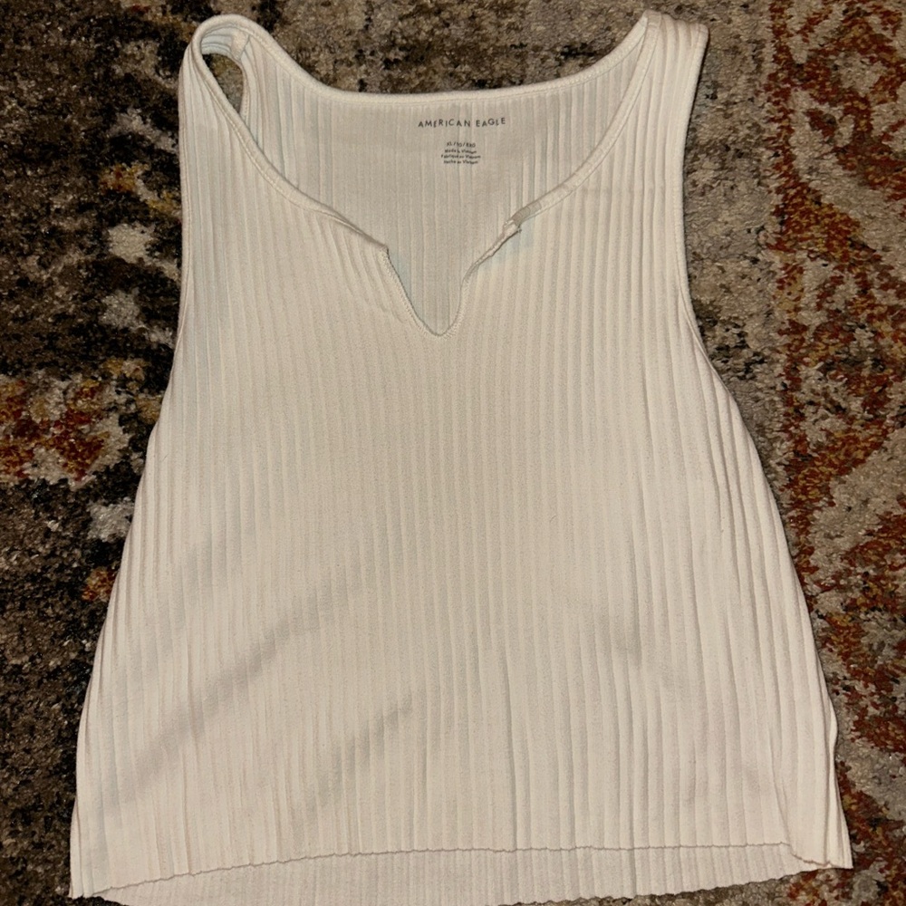 American Eagle Outfitters White Ribbed Tank Top